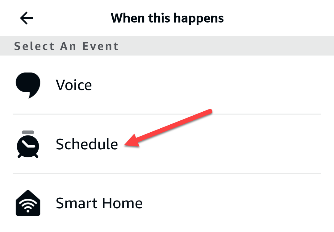 Schedule action in Alexa app.