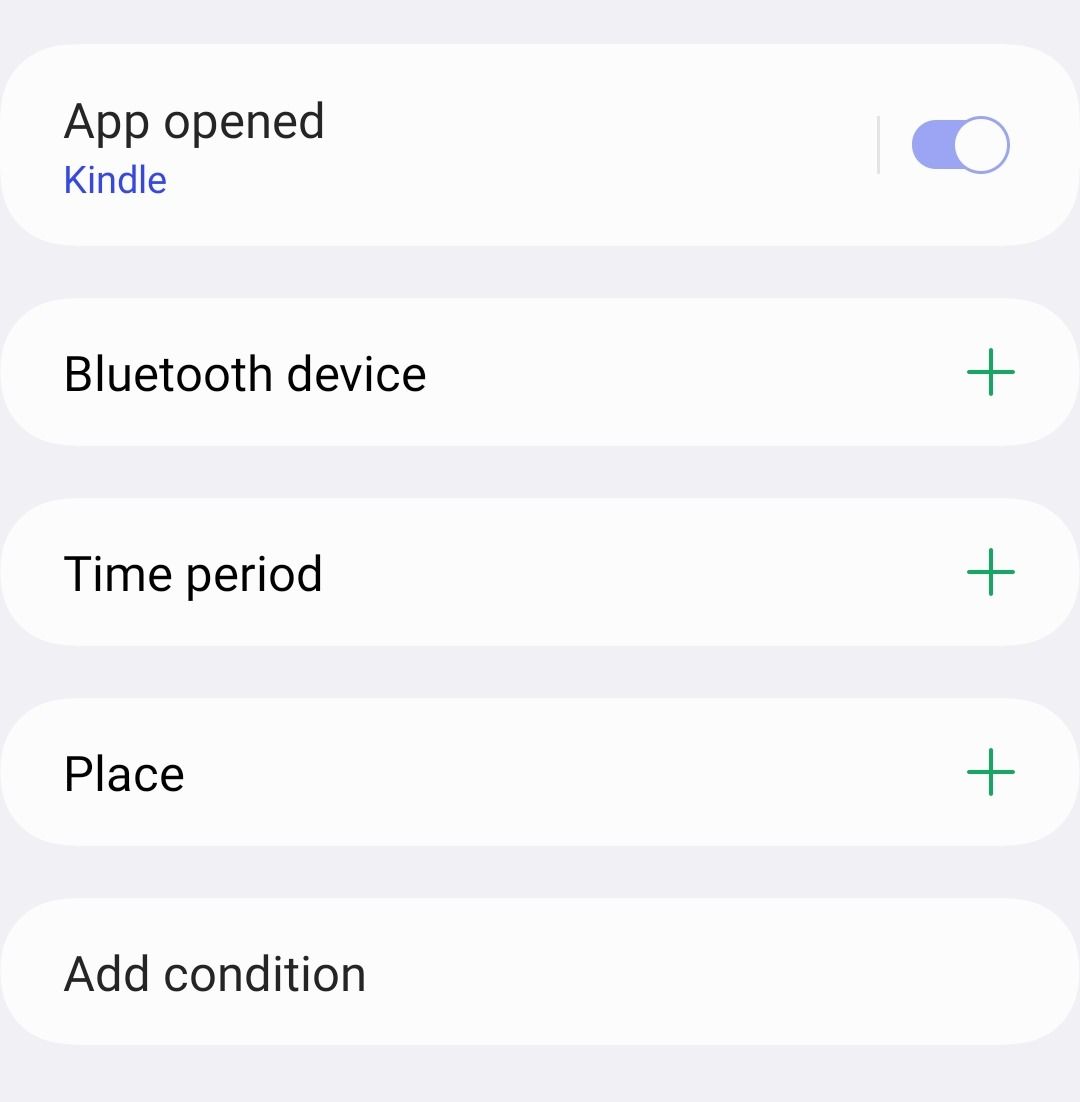 Setting conditions to custom mode on Samsung.