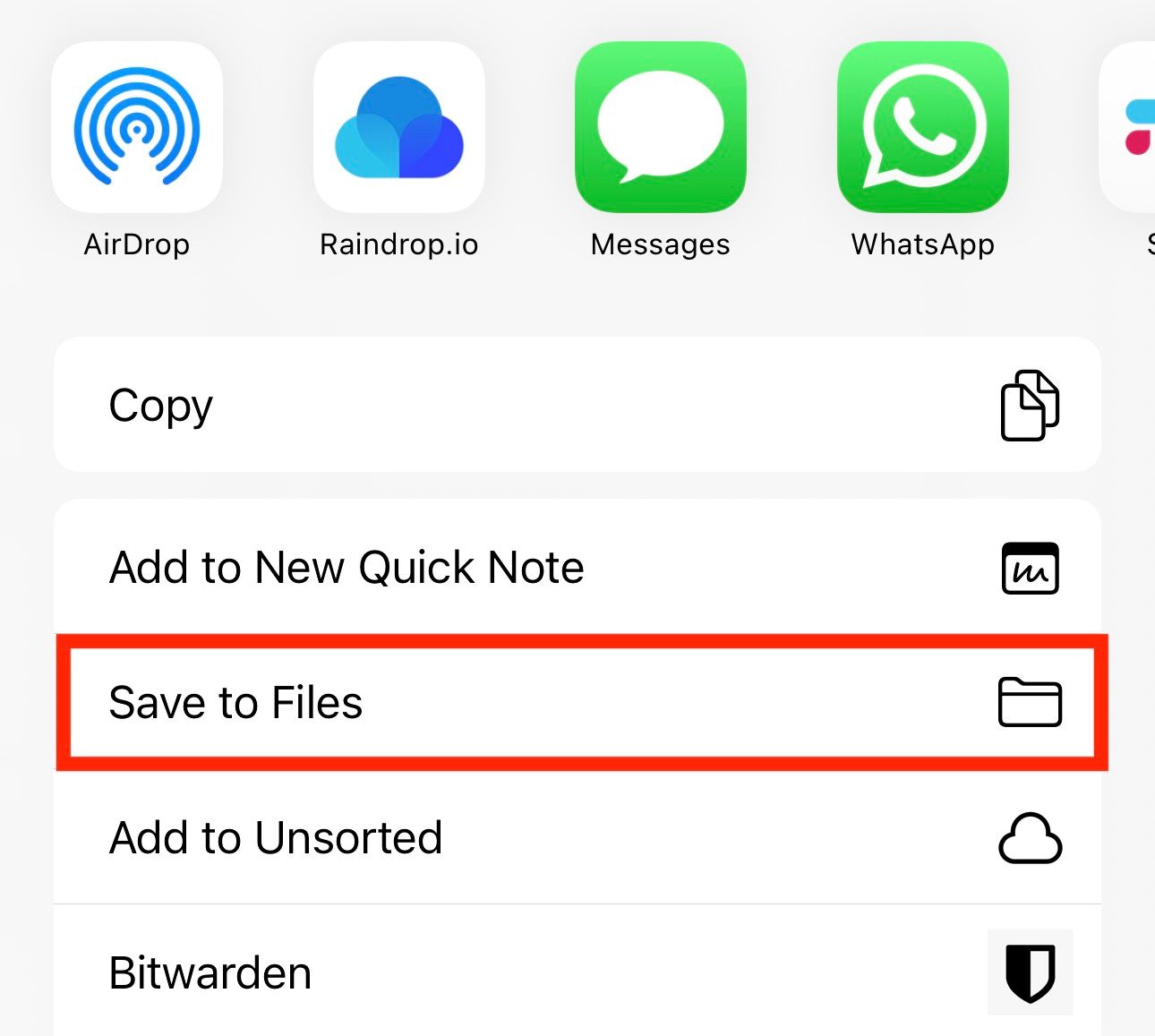 using the Save to Files option to save an email as a PDF.