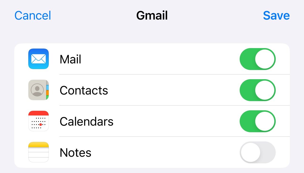 ensuring Mail toggle is turned on. 