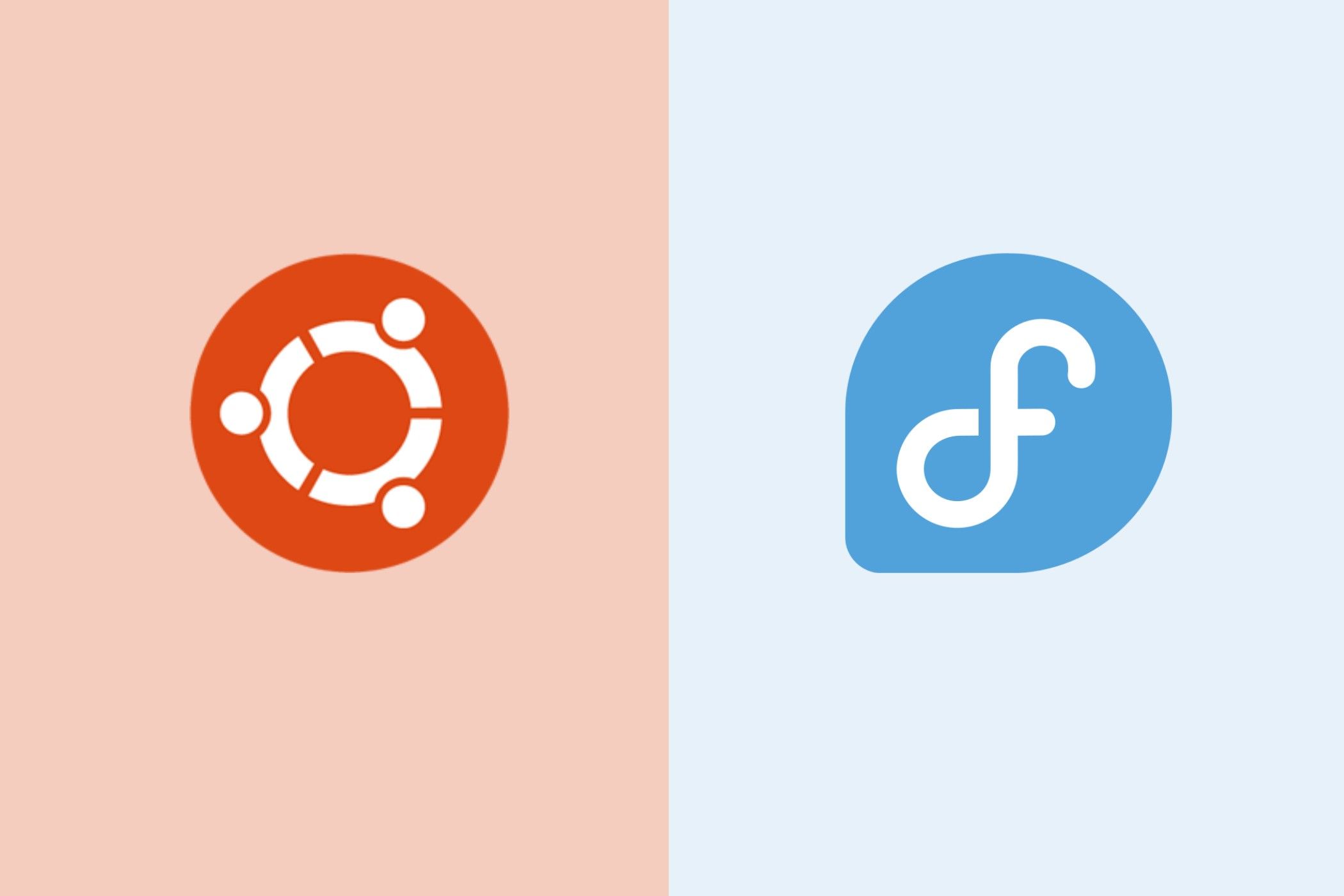 Ubuntu logo next to the Fedora logo.