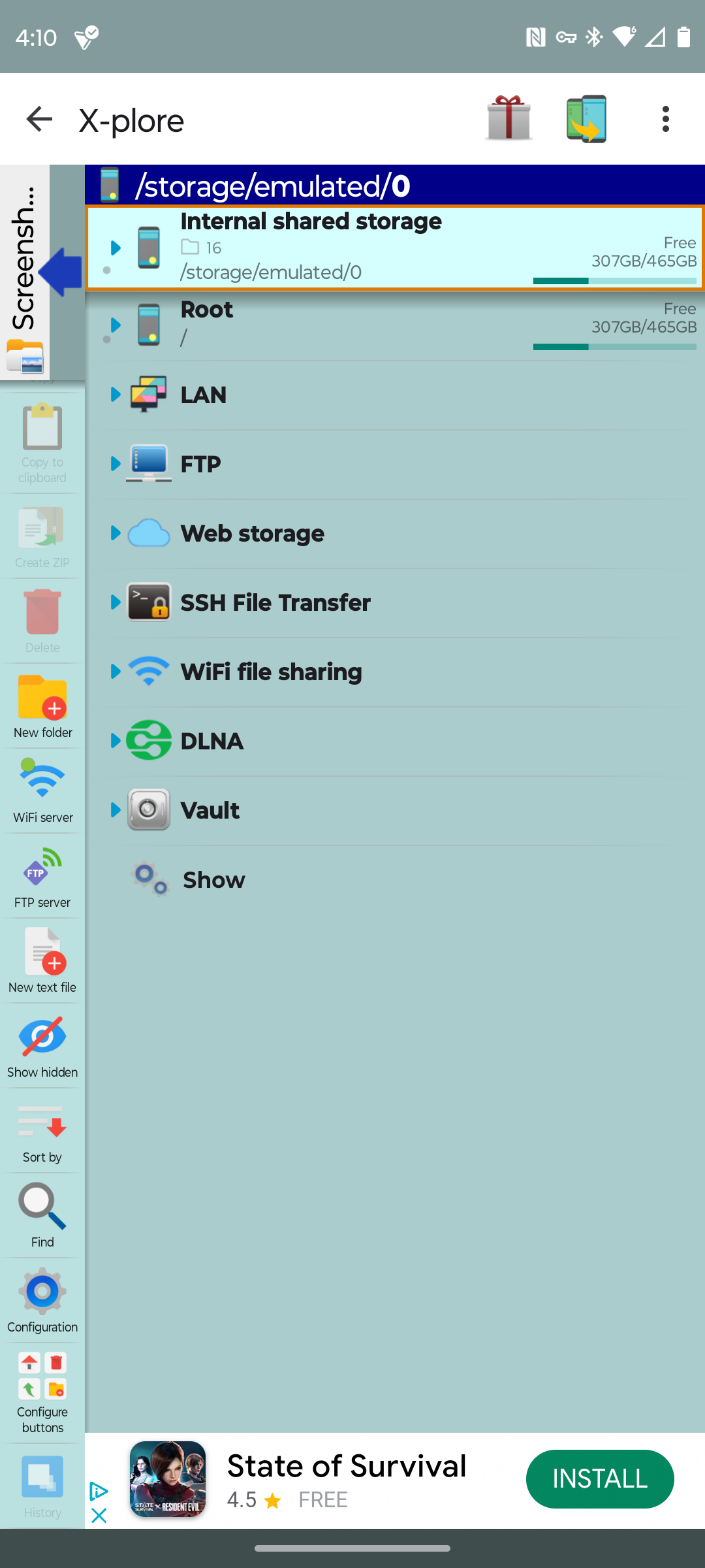 A list of features within X-Plore File Manager.