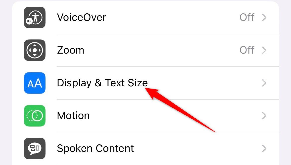A screenshot of iPhone accessibility settings