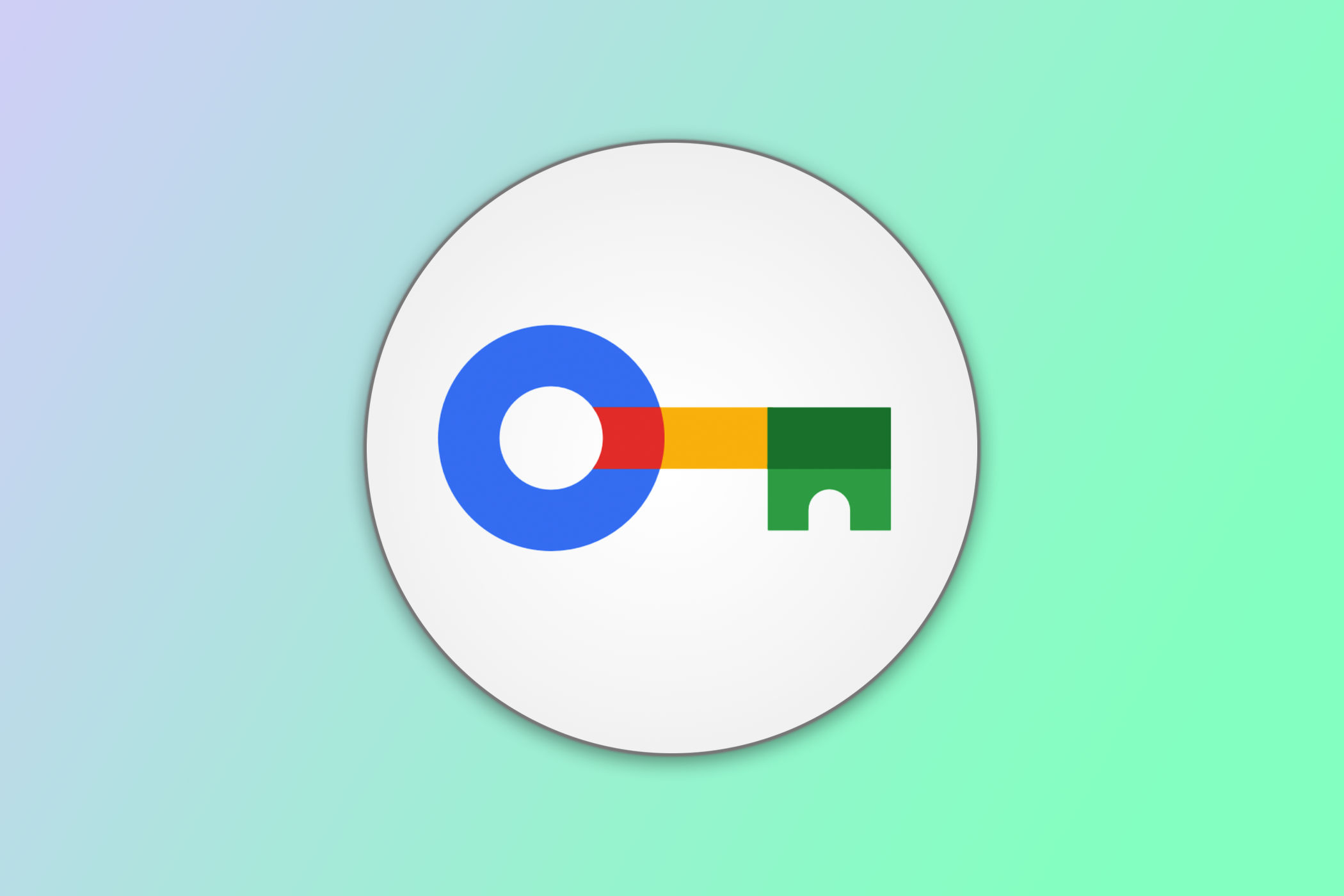The Google Password Manager logo on a gradient background.