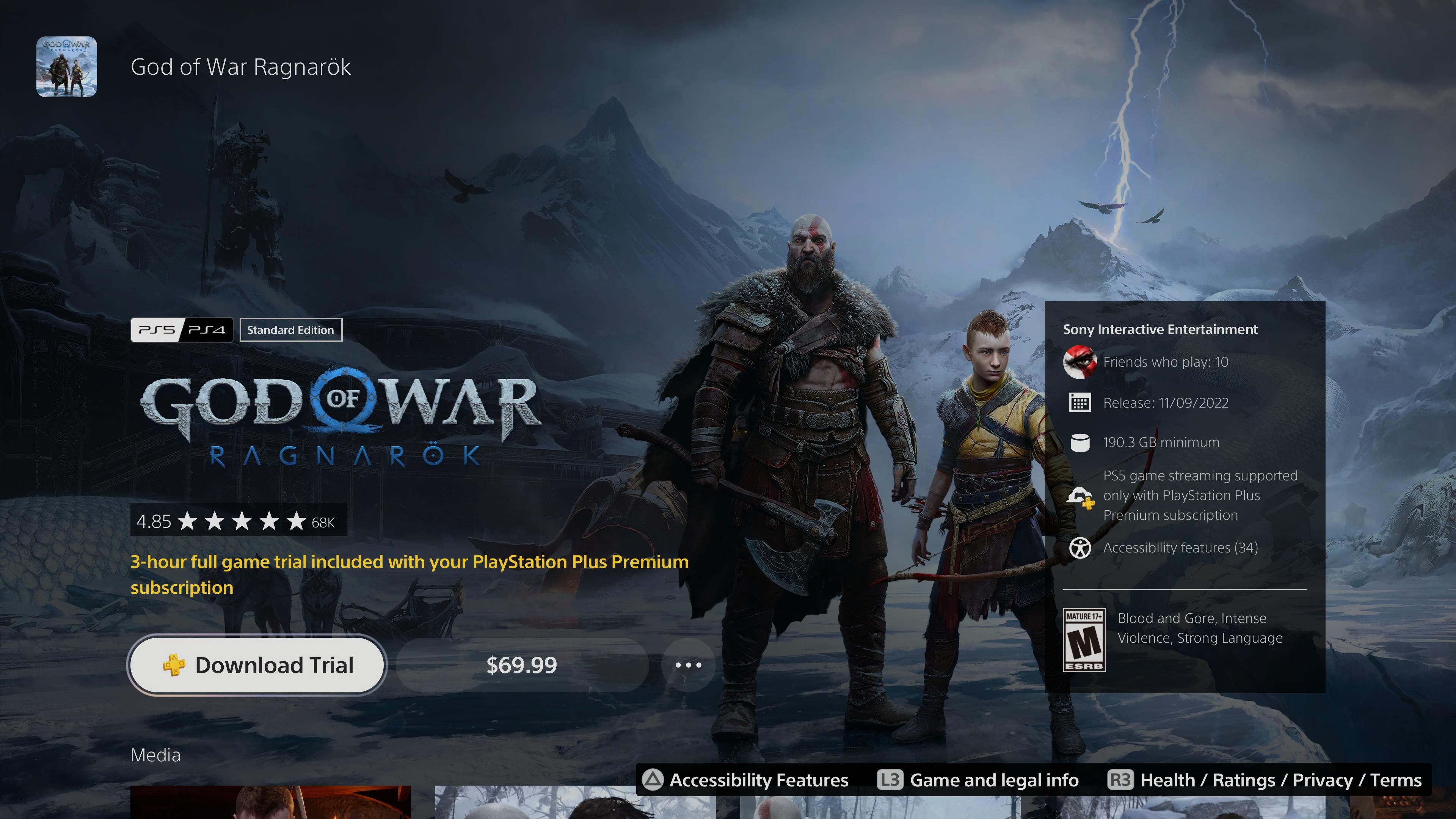 God of War Ragnarok PS Plus Premium Game Trial, Free Online