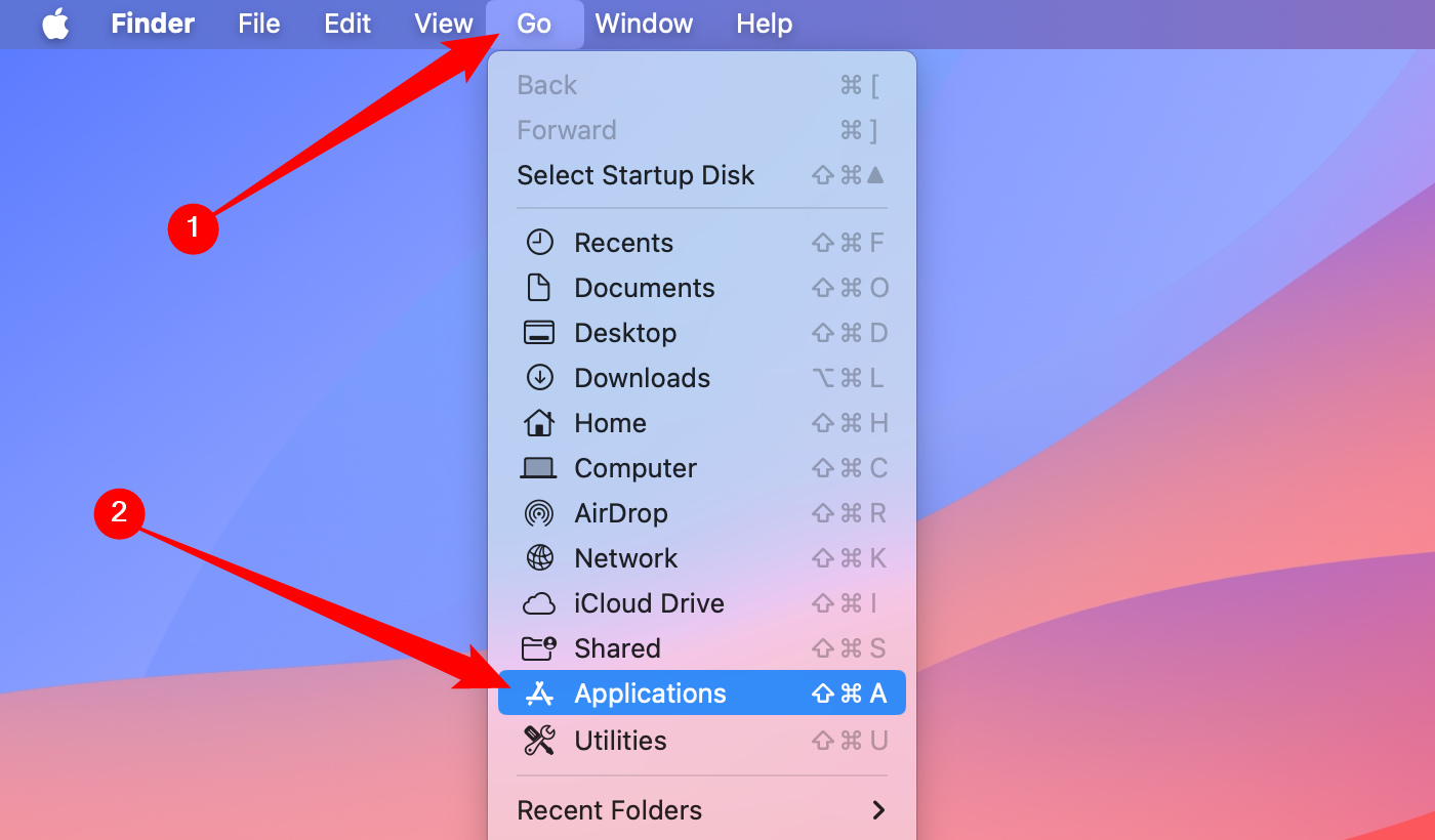 Navigate to Go > Applications.