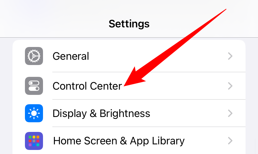Tap 'Control Center' in the Settings app. 