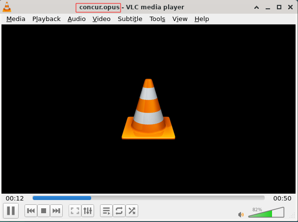 VLC playing the concur.opus file.