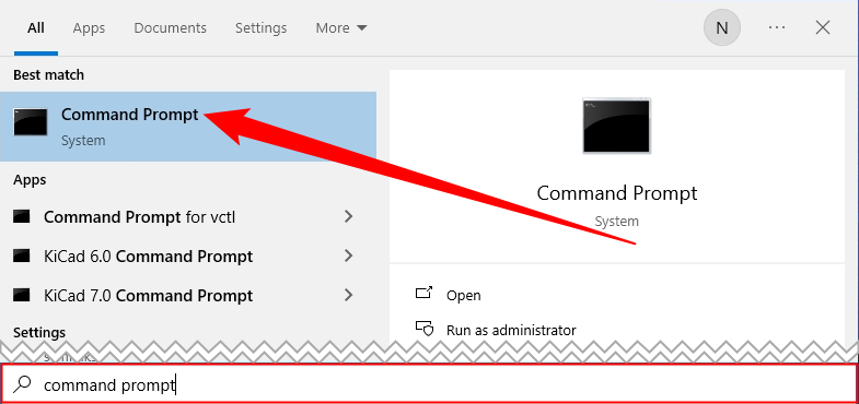 Search for 'Command Prompt' in the Start menu. 