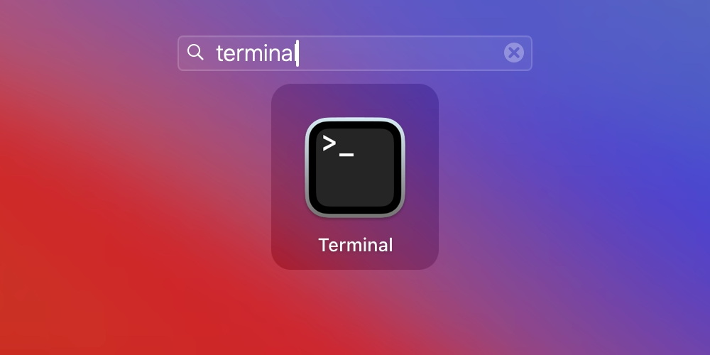 Terminal search results in the Launchpad app.