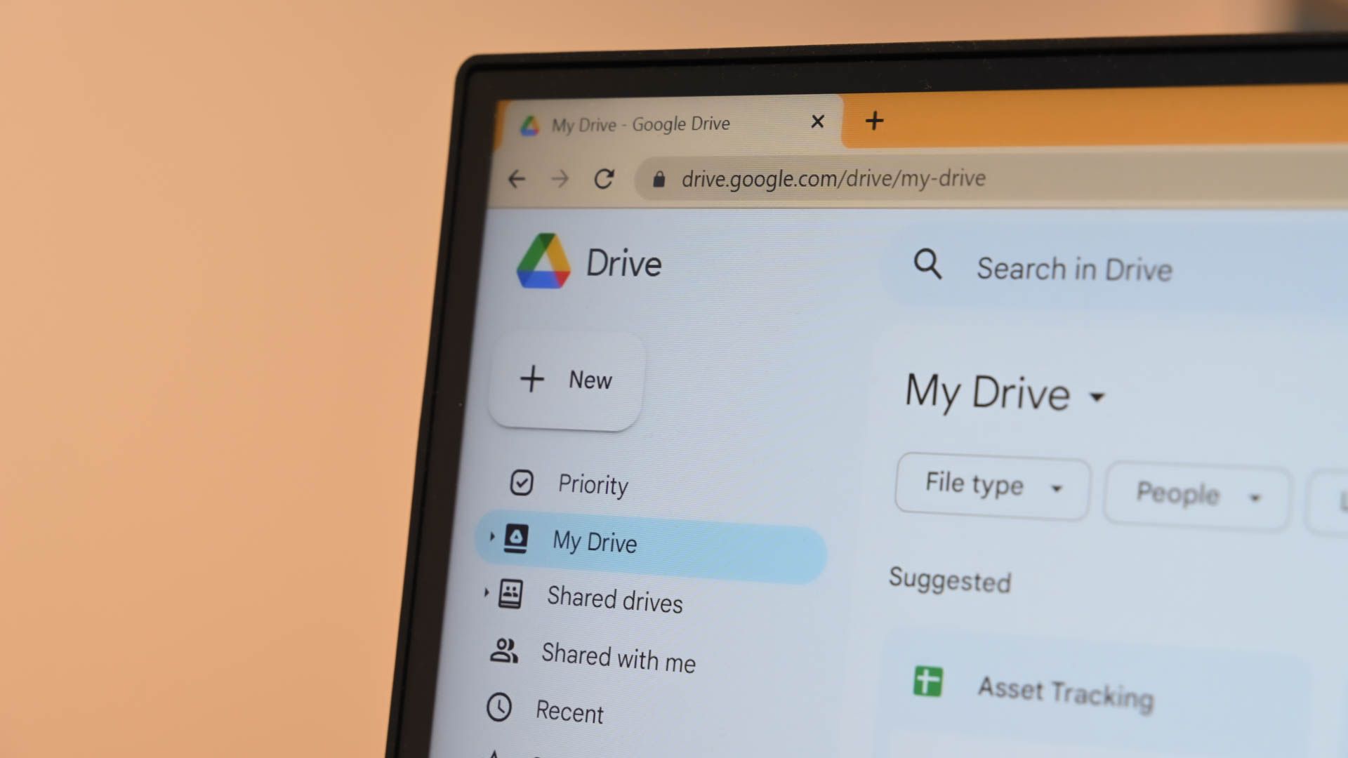Google Drive open on a laptop. 