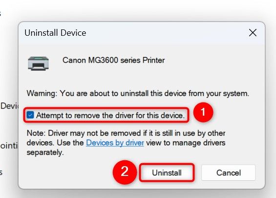 Delete a printer and its drivers in Device Manager.