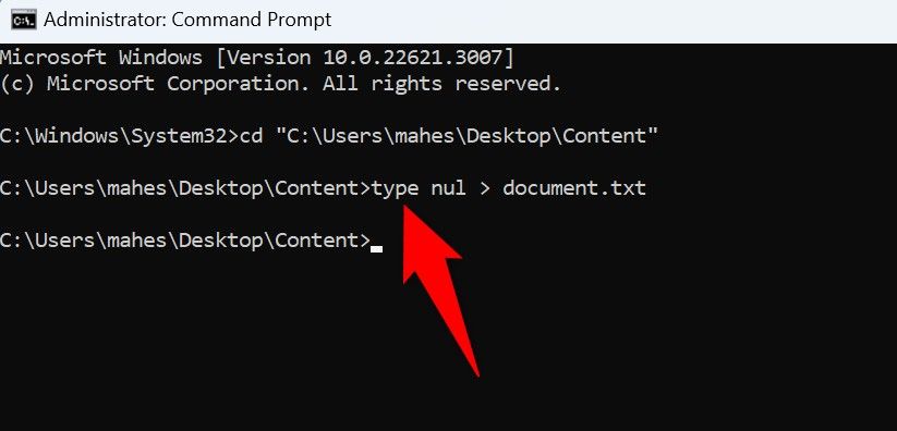 Create a file with Command Prompt.