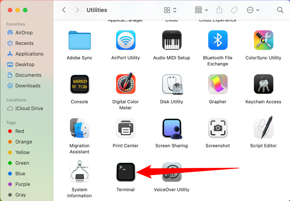 Double-click the 'Terminal' app.