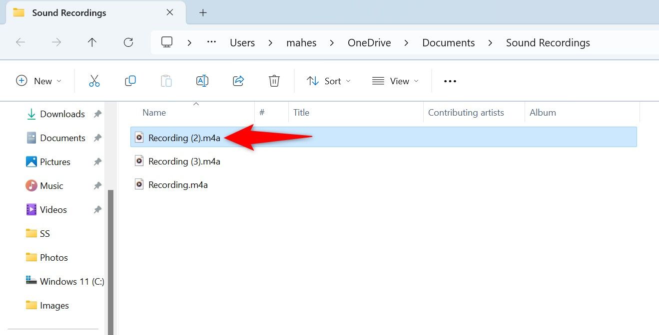 A recording file highlighted in File Explorer.