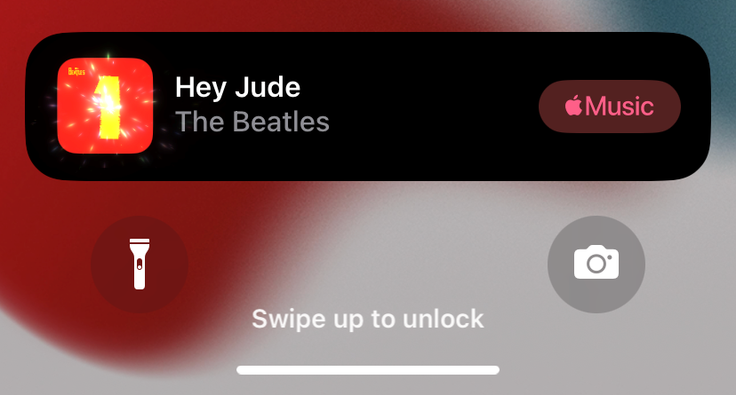 The identified song displayed at the bottom of the Lock Screen. 