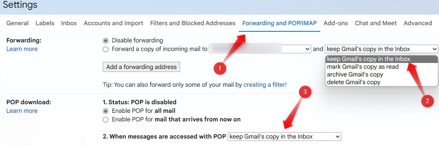 Changing the 'Forwarding and POP IMAP' settings in the Gmail client.