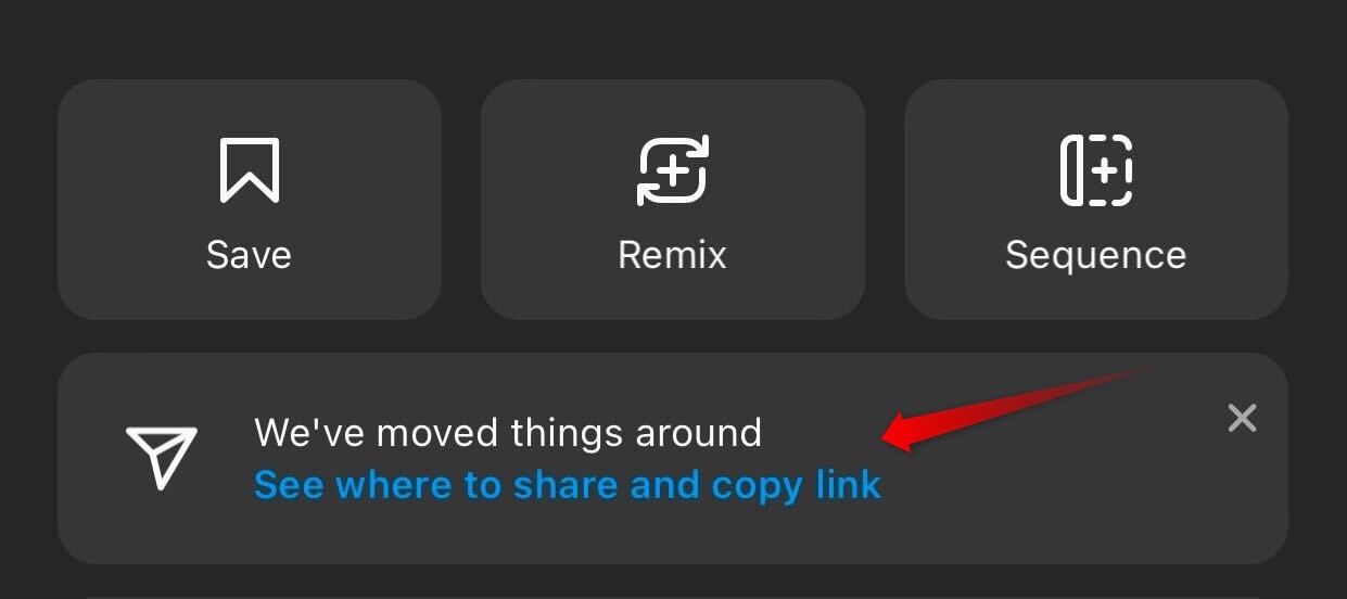 Opening the settings to copy the reel URL or share it with others on Instagram.
