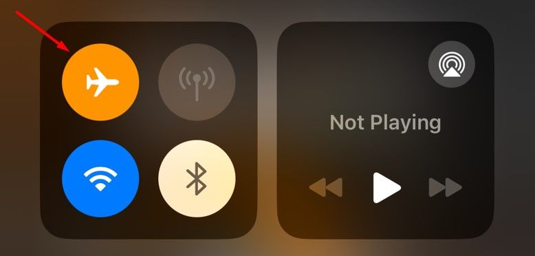 Airplane Mode icon in the iPhone Control Center.