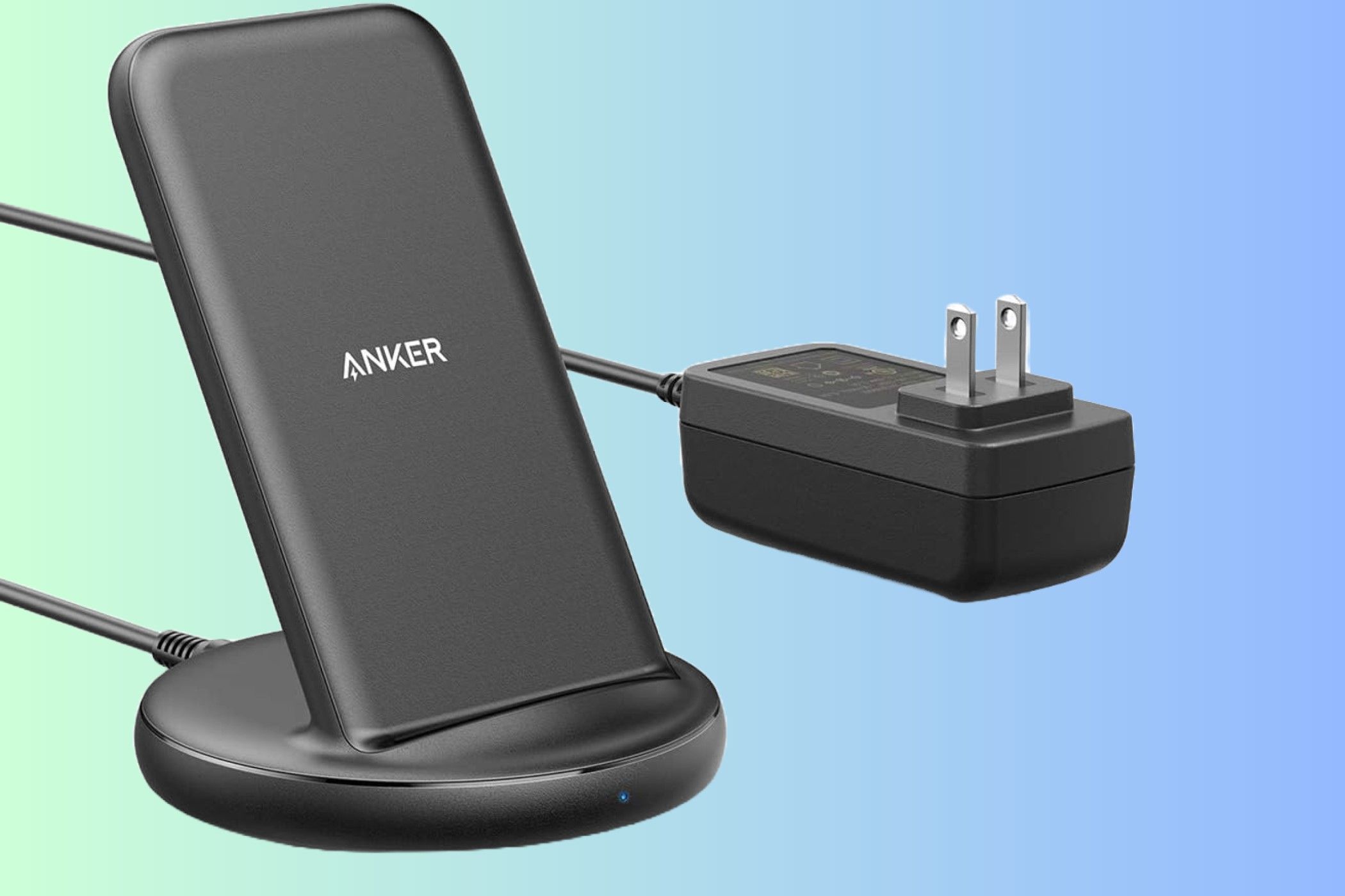 Anker PowerWave II Stand Against a blue and green background