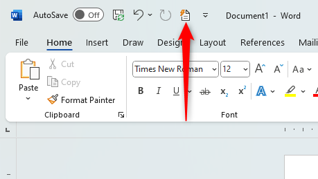 The 'AutoFormat' button is located in the 'Quick Access Toolbar' at the top of the document window.