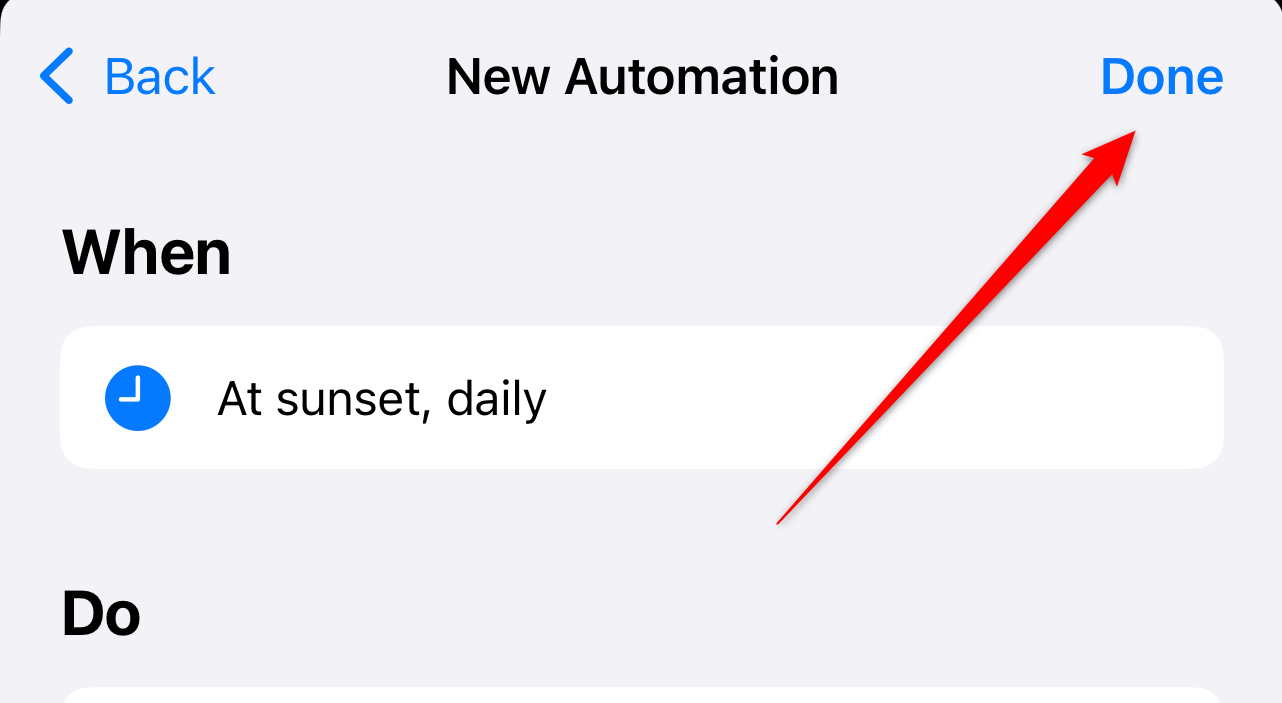 Creating a new automation in the iPhone Shortcuts app.