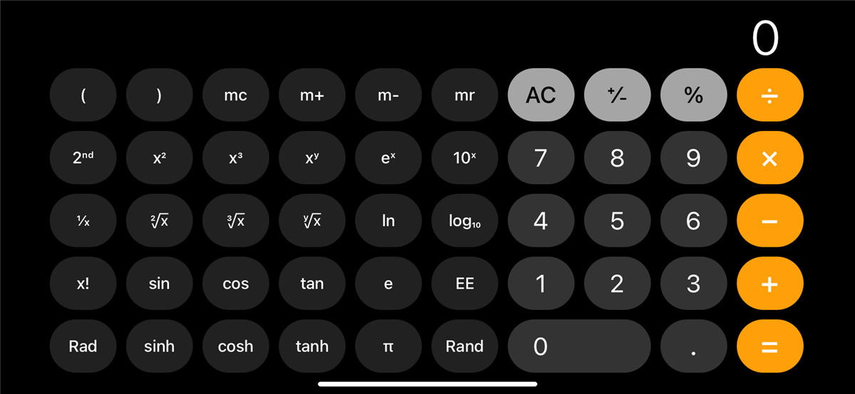 The iPhone scientific calculator. 