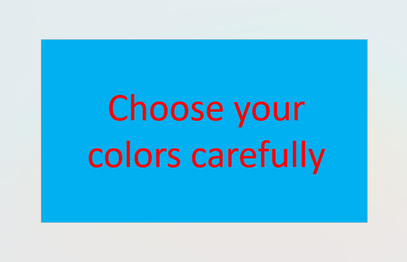 PPT slide showing red font on a blue background.