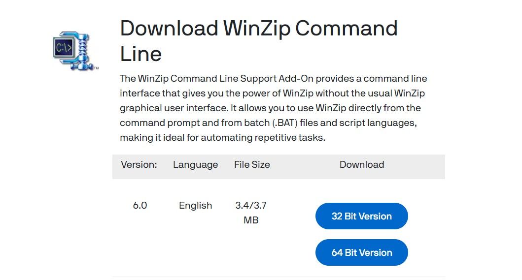 Command Line Versions of WinZip