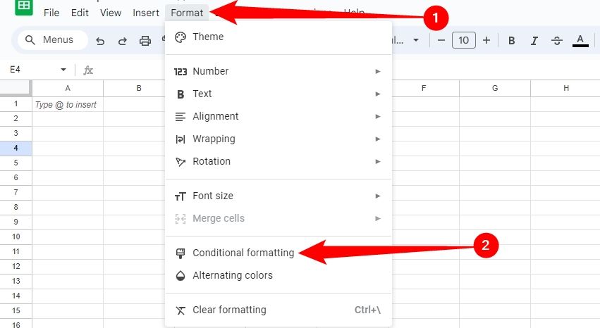 Click 'Format,' then select 'Conditional Formatting.'