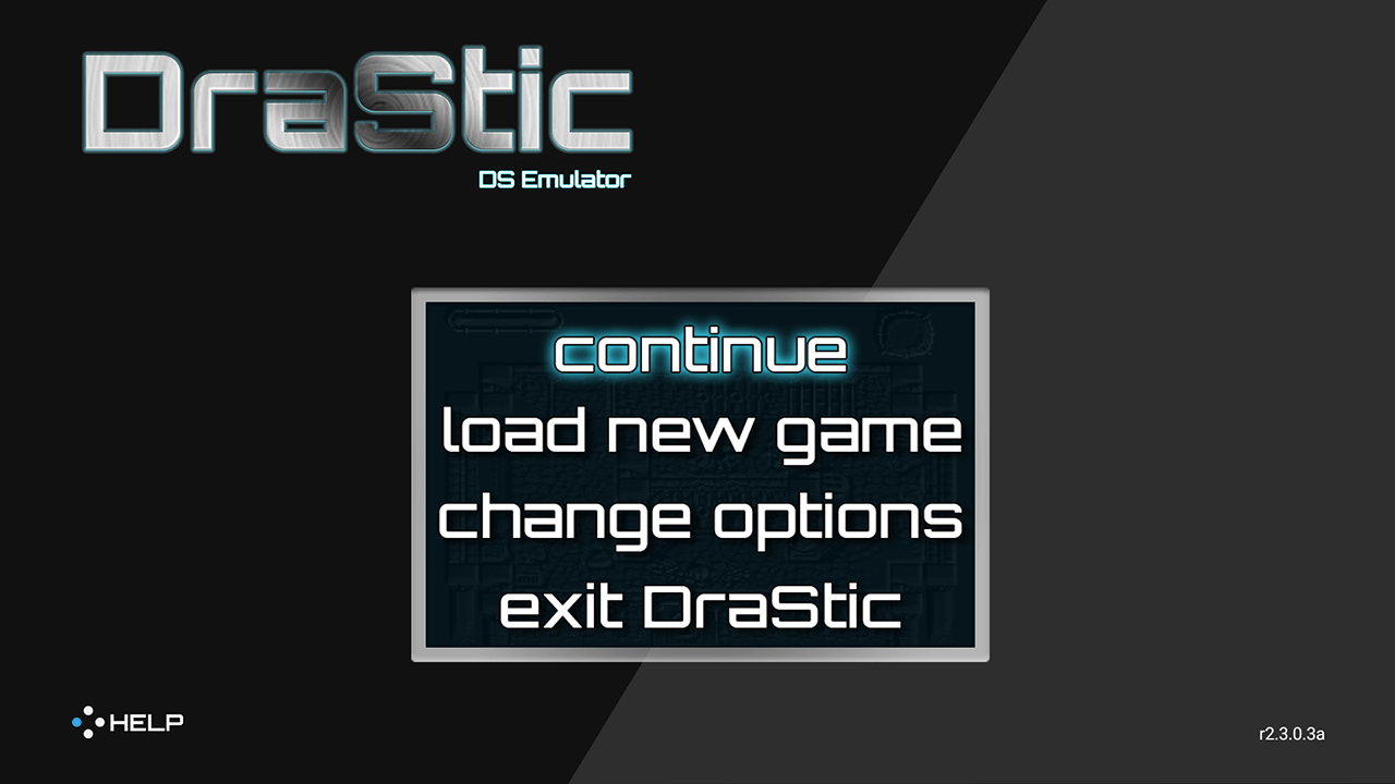 A screenshot of the DraStic DS emulator homescreen.