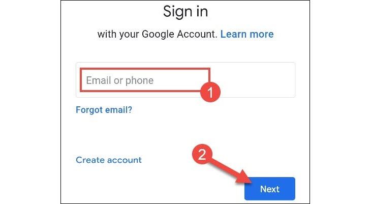 Enter Google account information.