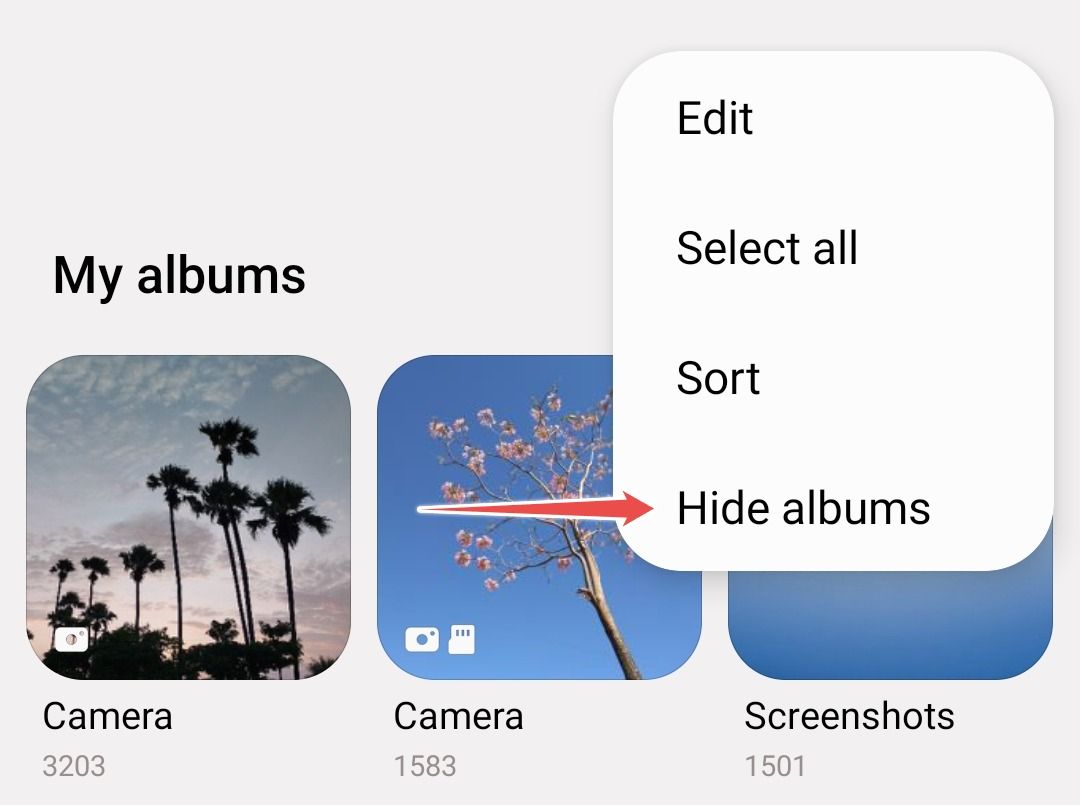 Hide albums menu in Samsung Gallery