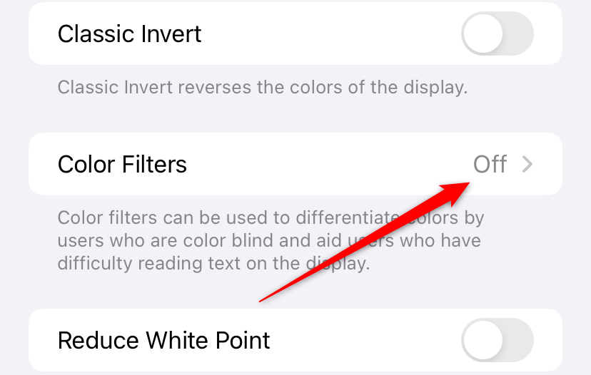 iPhone 'Display and Text' settings.