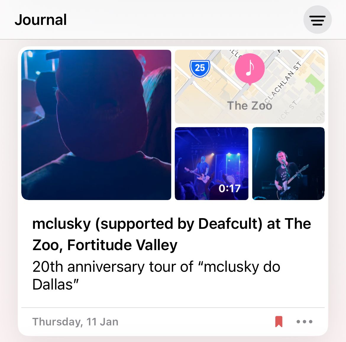 Journal entry in the Apple Journal app.