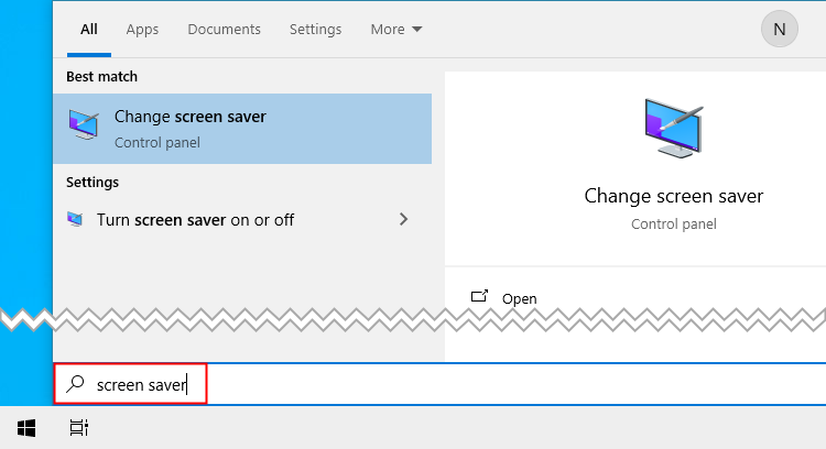 Search 'Screen Saver,' then click 'Change Screen Saver.'