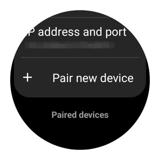 The Wireless Debugging sub-menu displaying the 