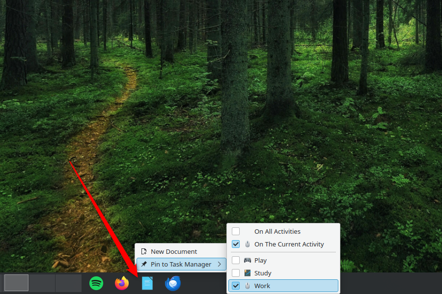 Pinning apps to taskbar of specific Activities