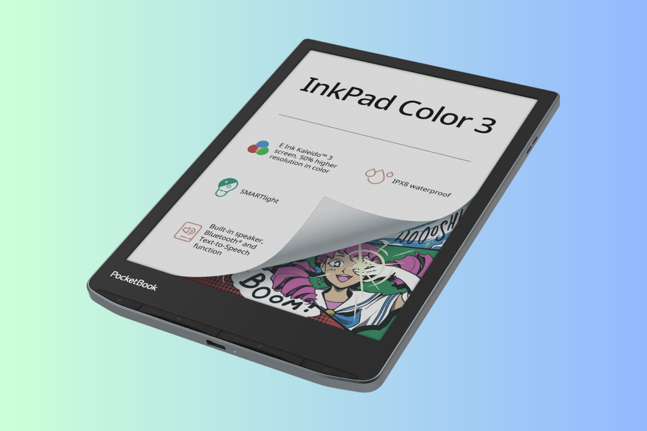  PocketBook InkPad Color 3 E-Book Reader, Enhanced 7.8'' Color  E-Paper E-Ink Screen, Eye-Friendly E-Reader for Comics, SMARTlight, Audiobooks & Text-to-Speech