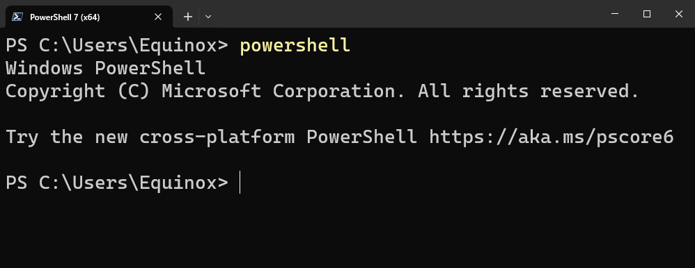 PowerShell open in Windows Terminal. 