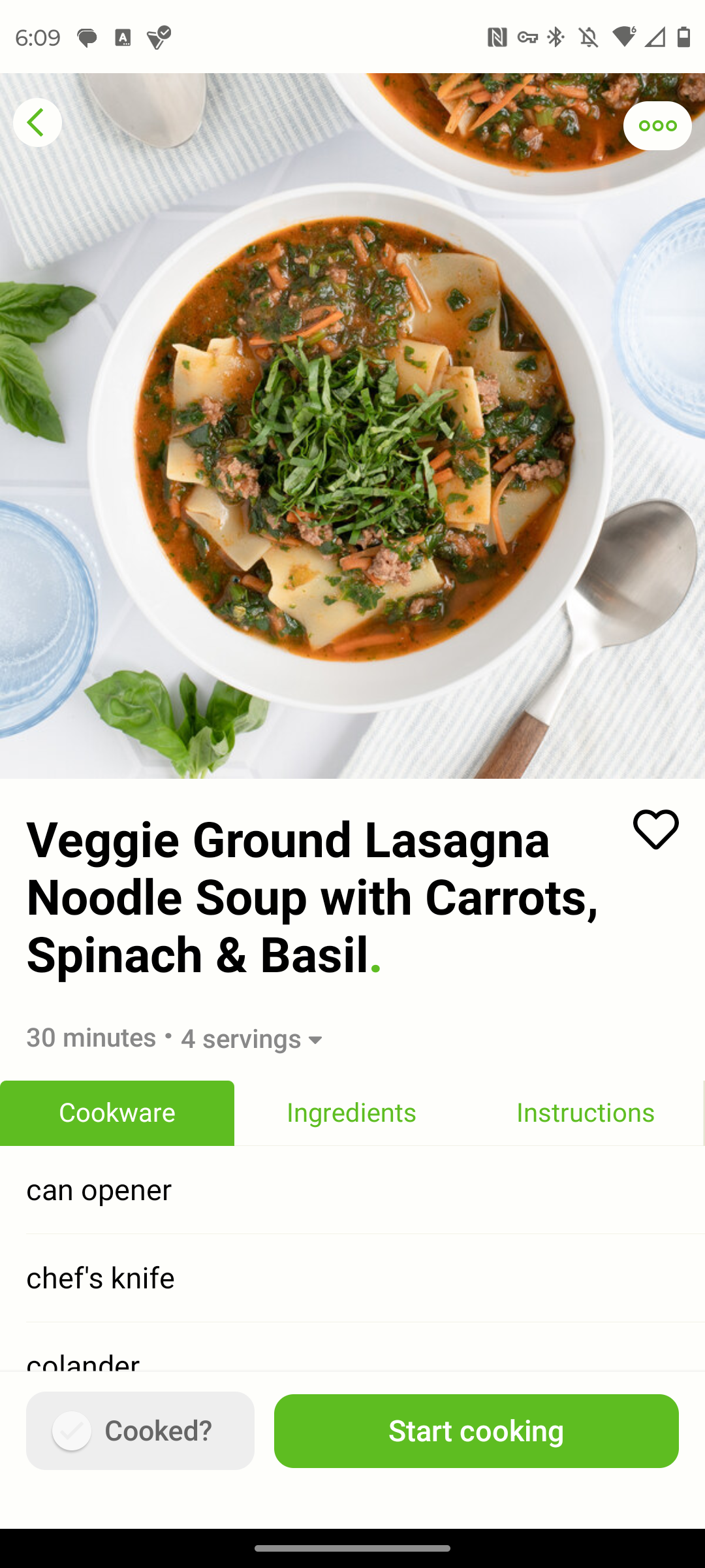 The Mealime app displaying a recipe
