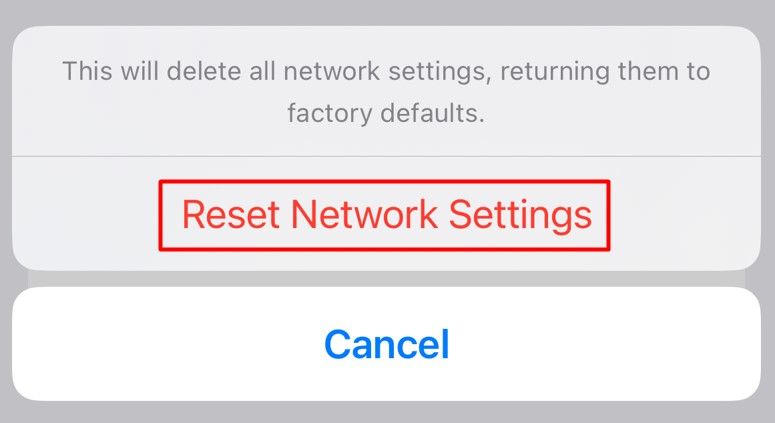 Reset Network Settings option on iPhone.