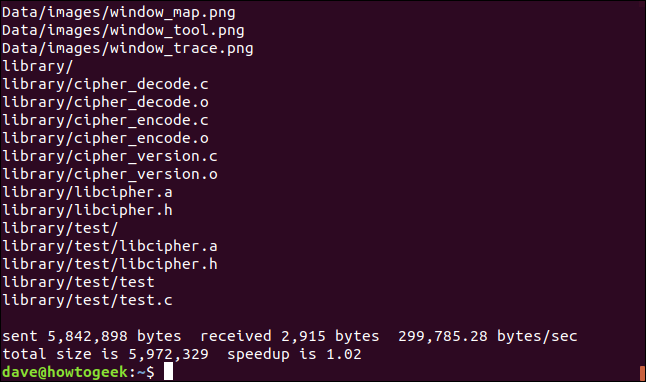 Rsync's output over SSH looks the same as any other output. 