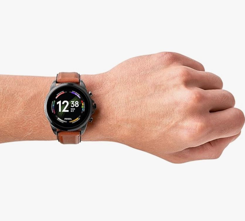 Fossil Gen 6 44mm watch on a wrist.
