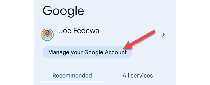 Manage your Google account.