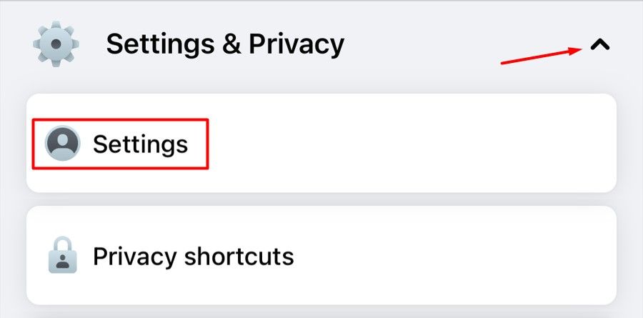 Settings option under the Settings & Privacy section.
