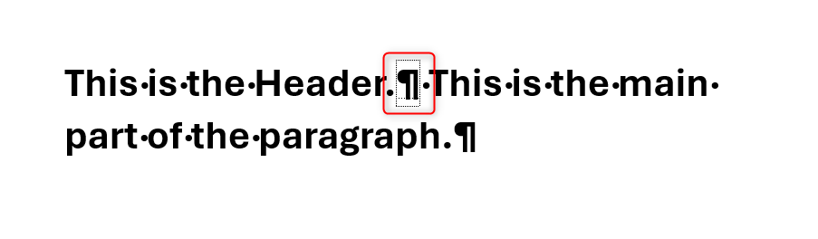 Word document containing two sentences separated by a style separator.