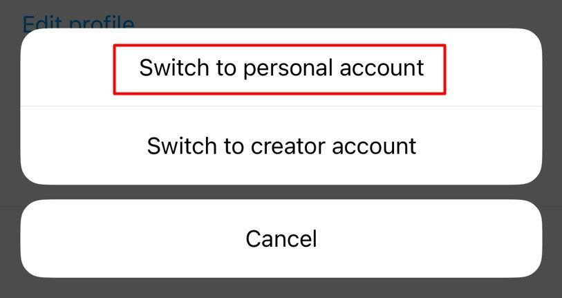 Switch to personal accont option on Instagram.