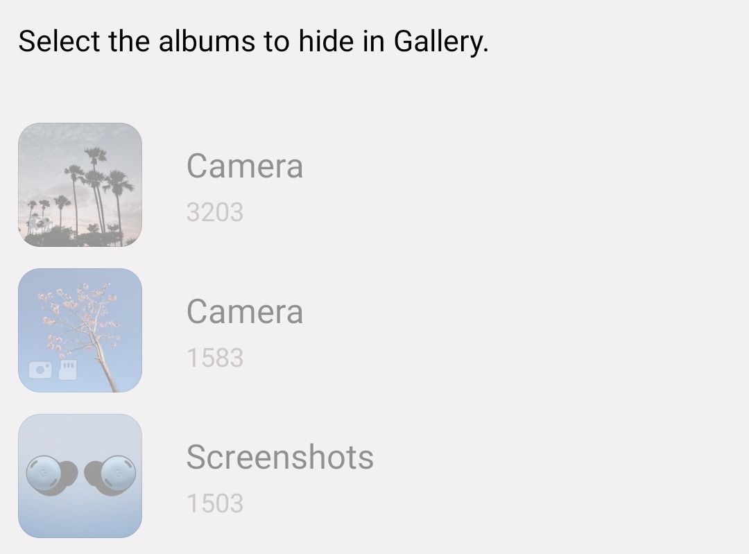 System generated albums in Samsung Gallery