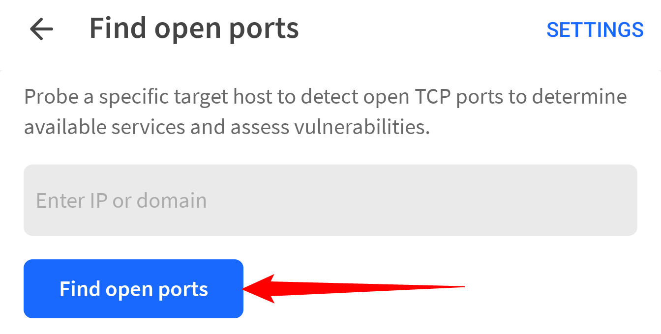 Tap 'Find Open Ports.'